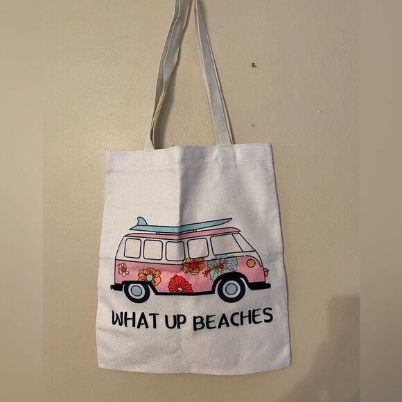 “What Up Beaches” Summer Canvas Bag Tote - Picture 1 of 2